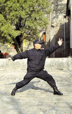 刘成庄在上清宫展示道家南无拳。摄于2009年。